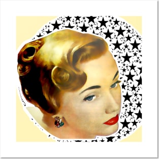 Woman profile with background stars Posters and Art